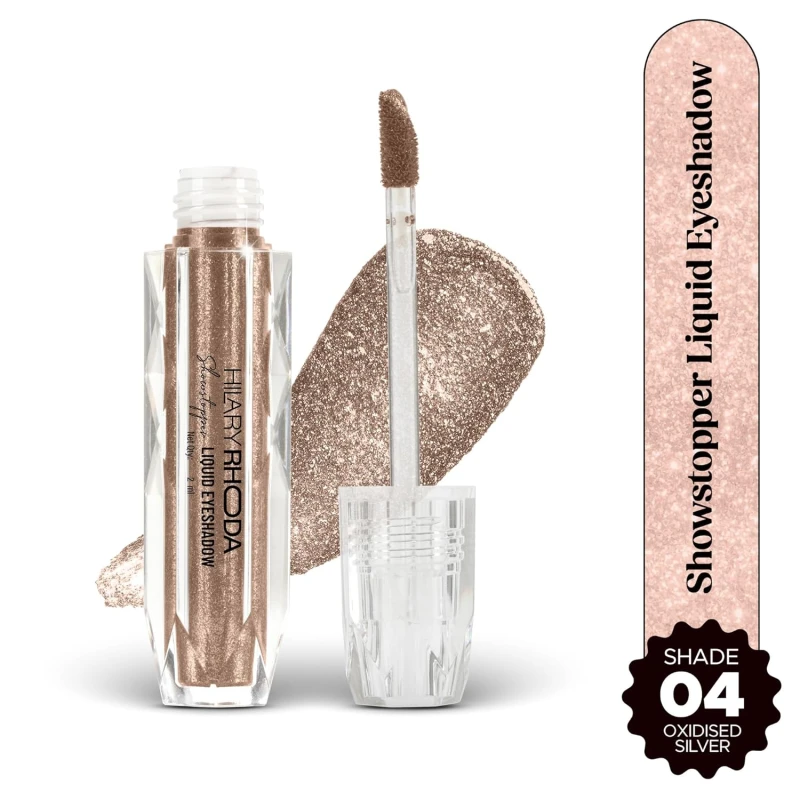 Hilary Rhoda Showstopper Liquid Eyeshadow | Gel-Based Formula | Shimmer Finish | Highly Pigmented | Blends Easily | Create Versatile Looks | 2ml (Oxidised Silver - Shade 04) thumbnail 2